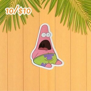 Patrick Star Shocked Face Vinyl Sticker – Funny Meme Design
